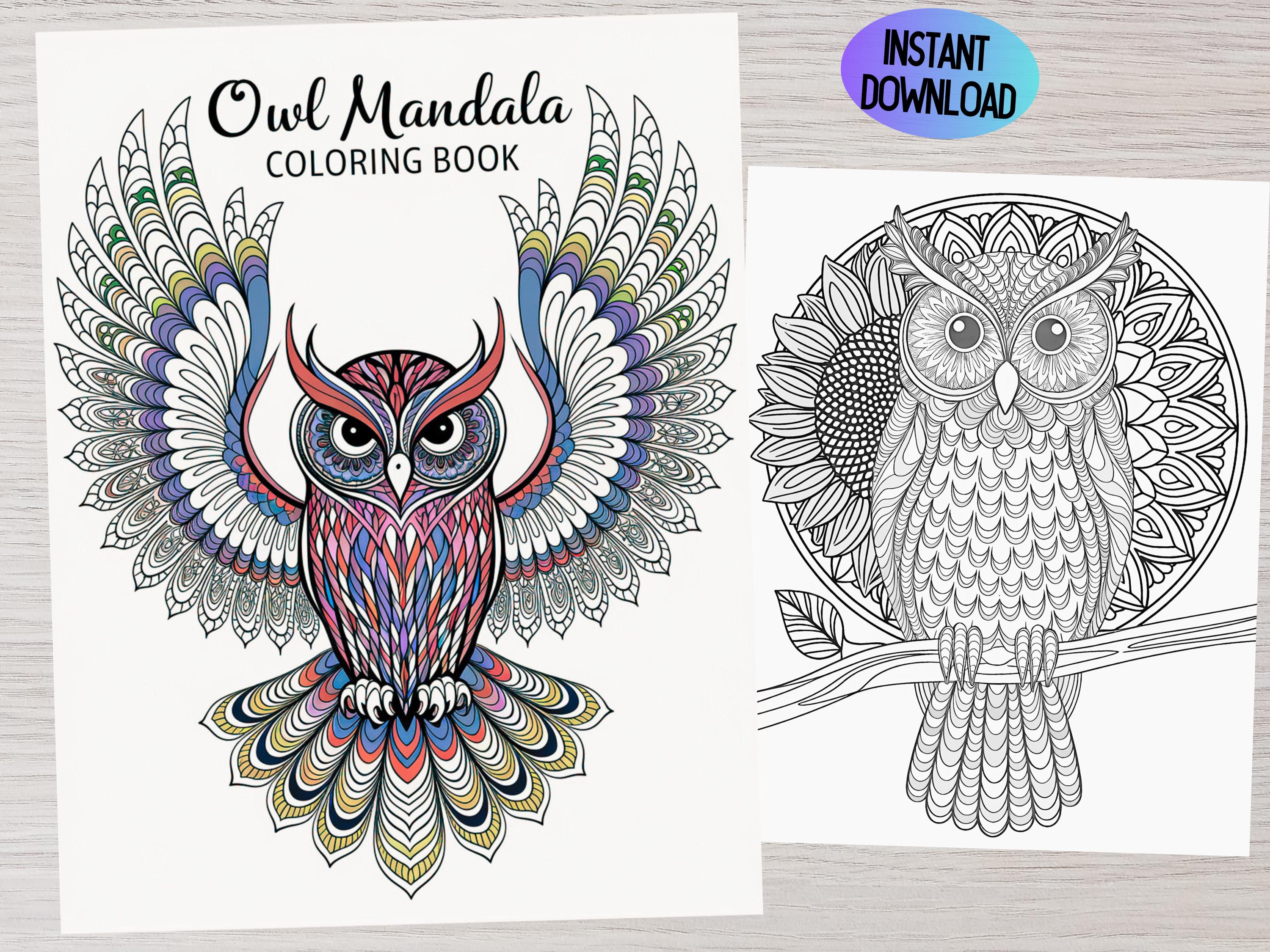 Owl coloring pages, Owl coloring sheets, Adult owl coloring pages, Owl mandala coloring pages, Print