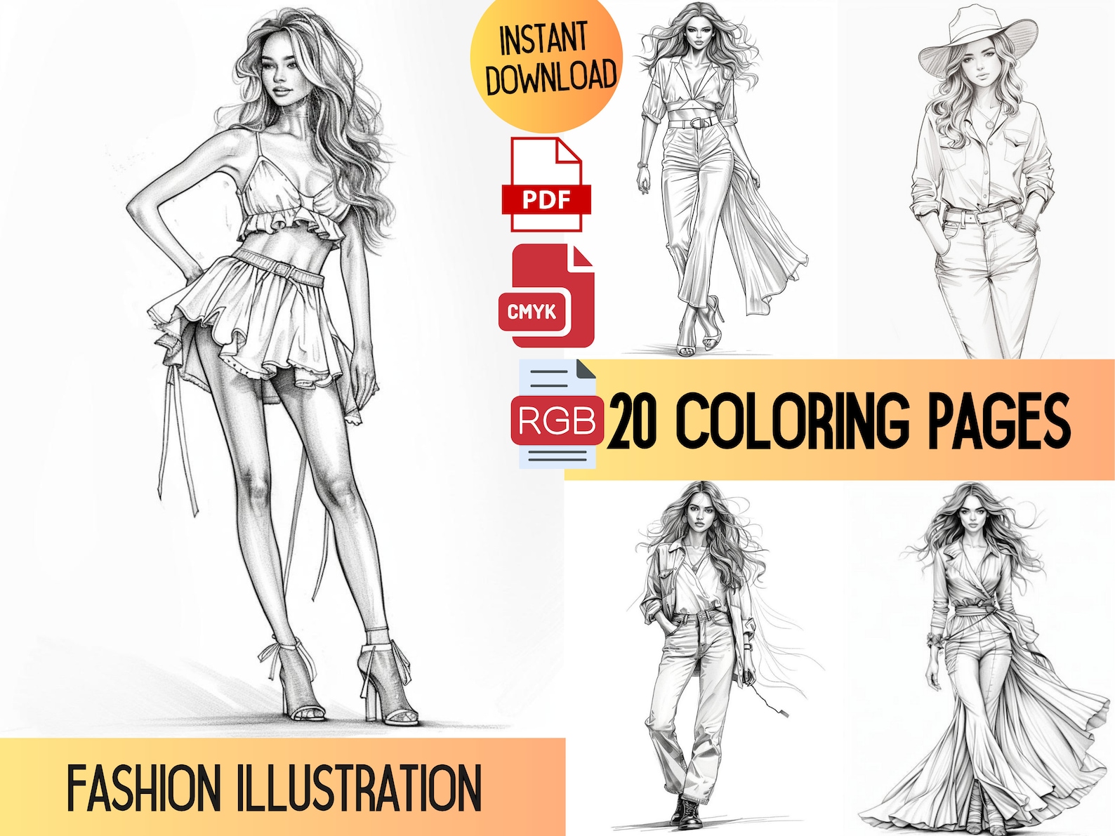 Fashion Coloring Pages, Fashion Coloring Pages for Adults, Adult