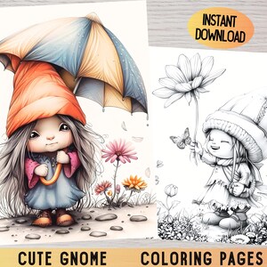 Gnome coloring page, Gnome coloring, Cute gnome coloring page, Gnome coloring books, Adult coloring, Gnome coloring book for adults