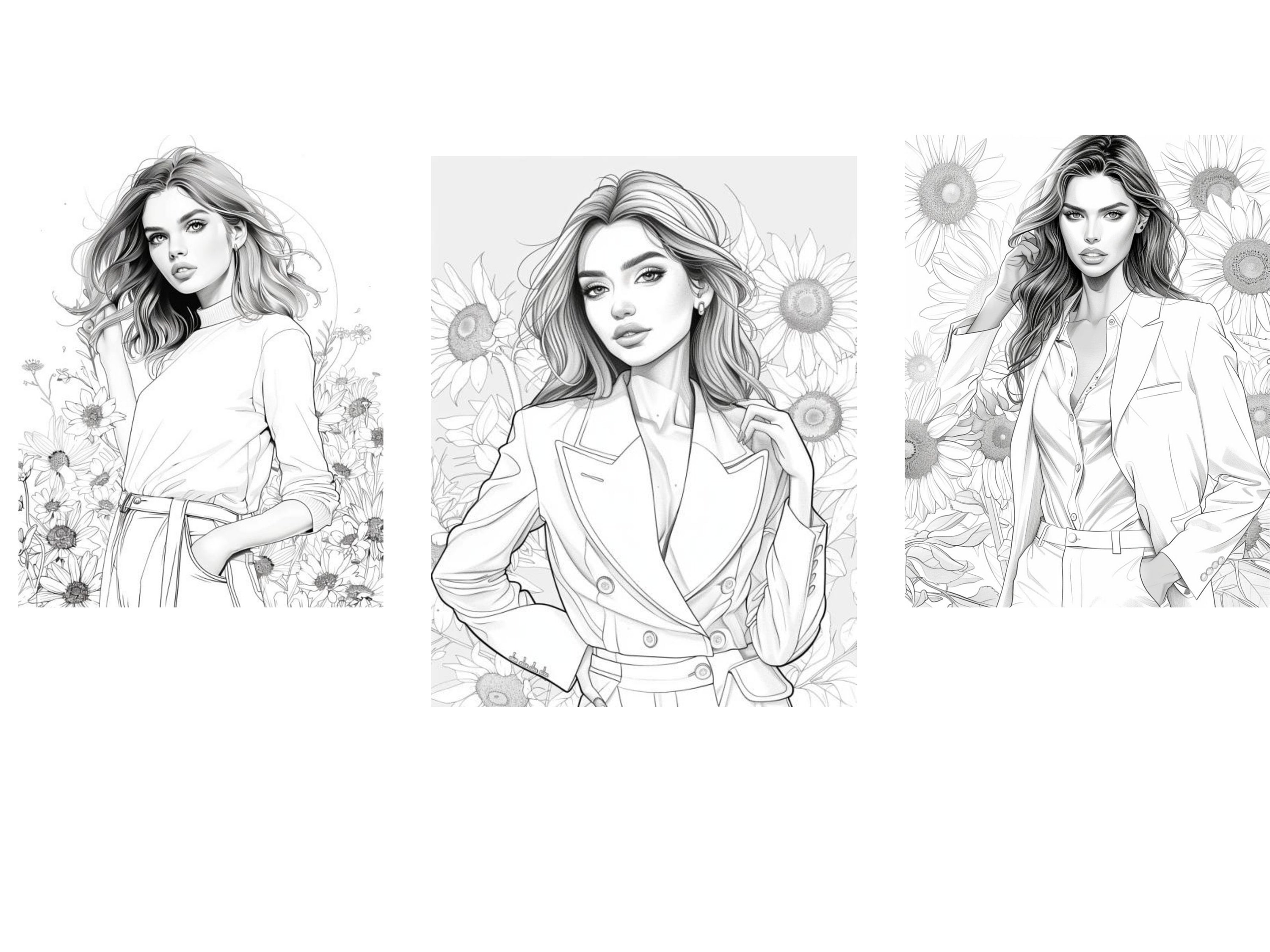 Fashion Illustration Coloring Book, Fashion Coloring Pages for Adults
