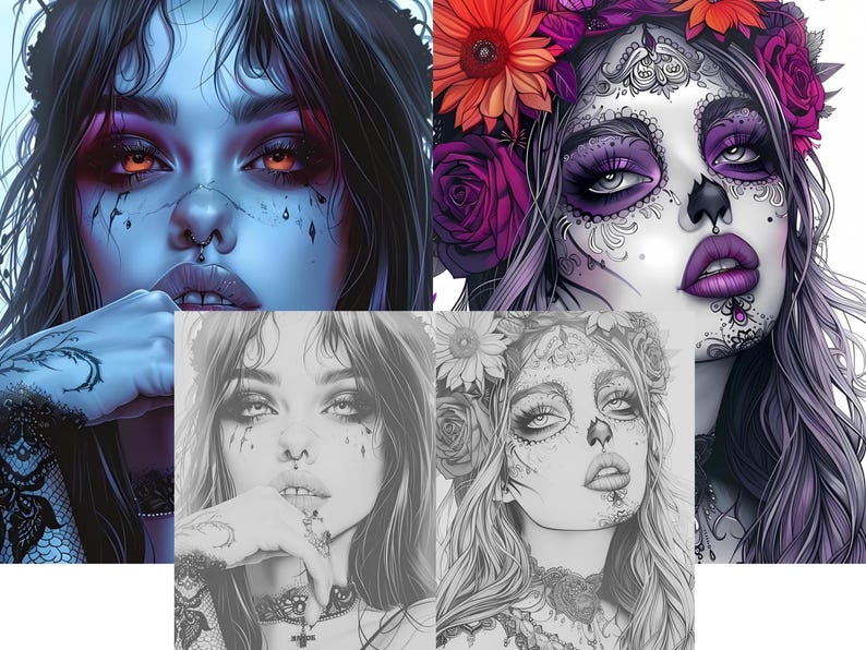 Goth coloring page
Gothic coloring
Halloween coloring
Adult coloring pages
Grayscale coloring
Gothic women
Gothic make up
beauty coloring page
gothic coloring page
gothic girl coloring
coloring for adults
fantasy coloring
dark girls