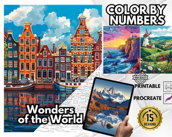 Landscape Color by Number Book, Relaxing Adult Coloring (PDF)
