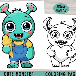 Cute monster coloring pages, Monster coloring book, Kawaii monster coloring pages, Monsters coloring pages, Bold and easy coloring