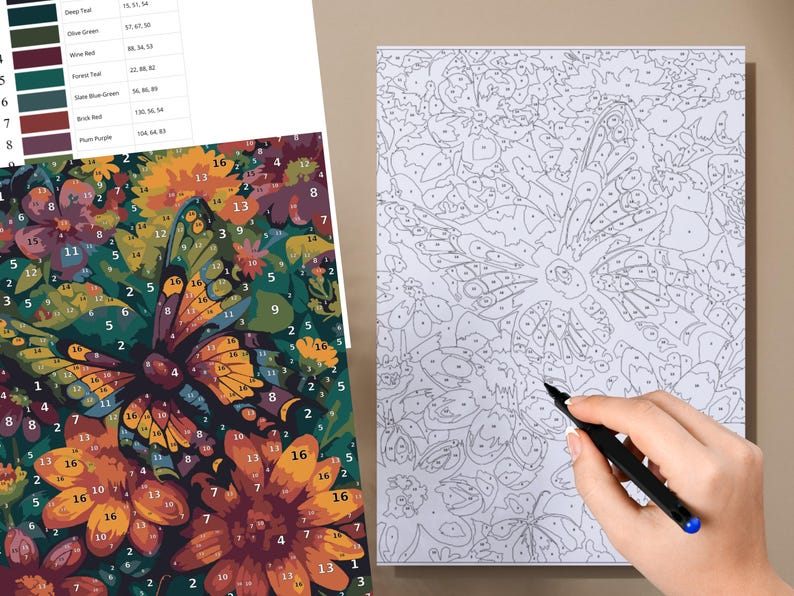 butterfly color
color by number
color by number pdf
color by number png
printable coloring
adult coloring book
digital coloring
easy coloring art
coloring by number
floral butterfly
paint by numbers
by number procreate
large number color