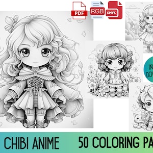Chibi Coloring Pages, Chibi Coloring Books, Chibi Anime Coloring Pages, Cute Chibi coloring Pages, Coloring Pages for Kids and Adults, pdf