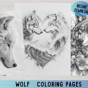 Wolf Coloring Pages, Adult Wolf coloring pages, Cute wolf coloring pages, Realistic wolf coloring pages, Adult coloring, Animal Coloring