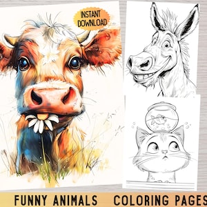 Funny Coloring Pages, Funny Coloring Book, Coloring for Adults, Coloring Book Animals, Coloring Printables, Digital Download