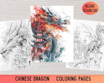 Chinese Dragon Coloring Pages, Lunar New Year (PDF)