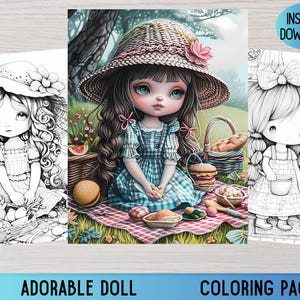 Doll coloring page, Printable doll coloring pages, Cute doll coloring pages, Doll coloring book, Coloring dolls, Adult Coloring Pages