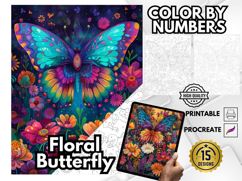 butterfly color
color by number
color by number pdf
color by number png
printable coloring
adult coloring book
digital coloring
easy coloring art
coloring by number
floral butterfly
paint by numbers
by number procreate
large number color