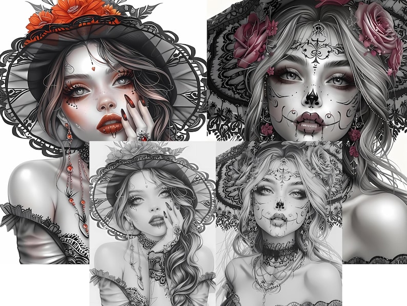 Goth coloring page
Gothic coloring
Halloween coloring
Adult coloring pages
Grayscale coloring
Gothic women
Gothic make up
beauty coloring page
gothic coloring page
gothic girl coloring
coloring for adults
fantasy coloring
dark girls