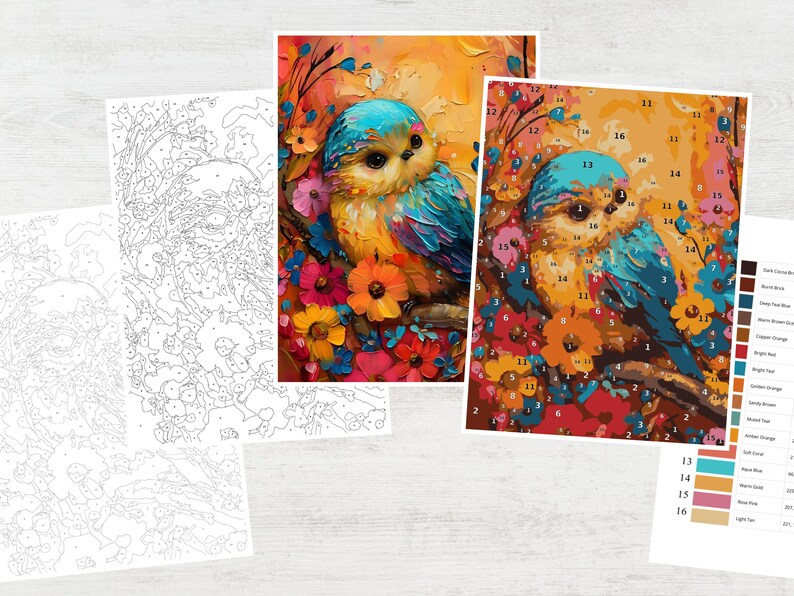 Numbers Birds Roses Birds Color by Number Coloring Book, Birds and Flowers, Relaxing ...