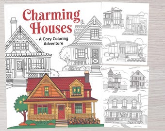 Haus Malseiten, gemütliches Zuhause Illustrationen (druckbar und digital)