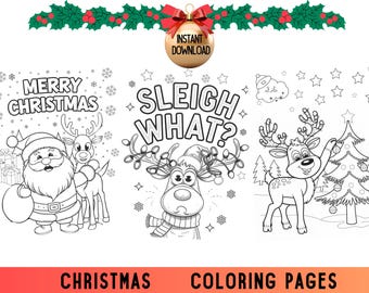 Christmas Coloring Book, Festive Holiday Designs (Digital Download)