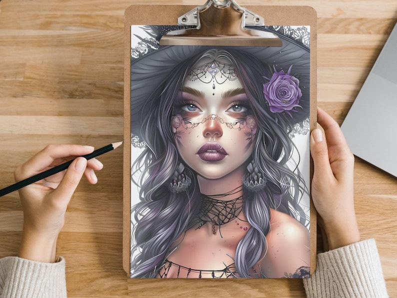 Goth coloring page
Gothic coloring
Halloween coloring
Adult coloring pages
Grayscale coloring
Gothic women
Gothic make up
beauty coloring page
gothic coloring page
gothic girl coloring
coloring for adults
fantasy coloring
dark girls