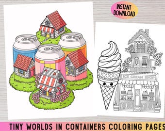 Libro para colorear Kawaii, Heladería, Dulces (Descarga digital)