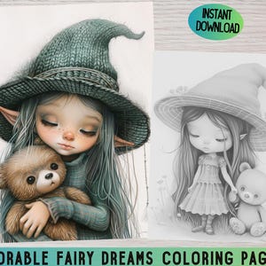 Fairy Coloring Pages, Fairy Coloring Books For Adults, Fantasy Coloring, Fairy Coloring, Cute fairy coloring pages, fairy and animals, pdf