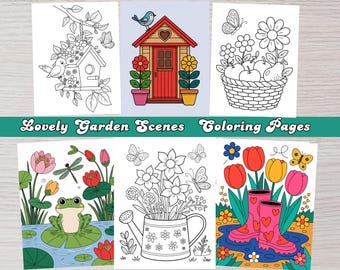 Dibujos para colorear de jardines de flores: diseños atrevidos y fáciles (PDF imprimible)