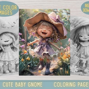 Gnome coloring page, Gnome coloring, Cute gnome coloring page, Gnome coloring books, Adult coloring, Gnome coloring book for adults, Baby