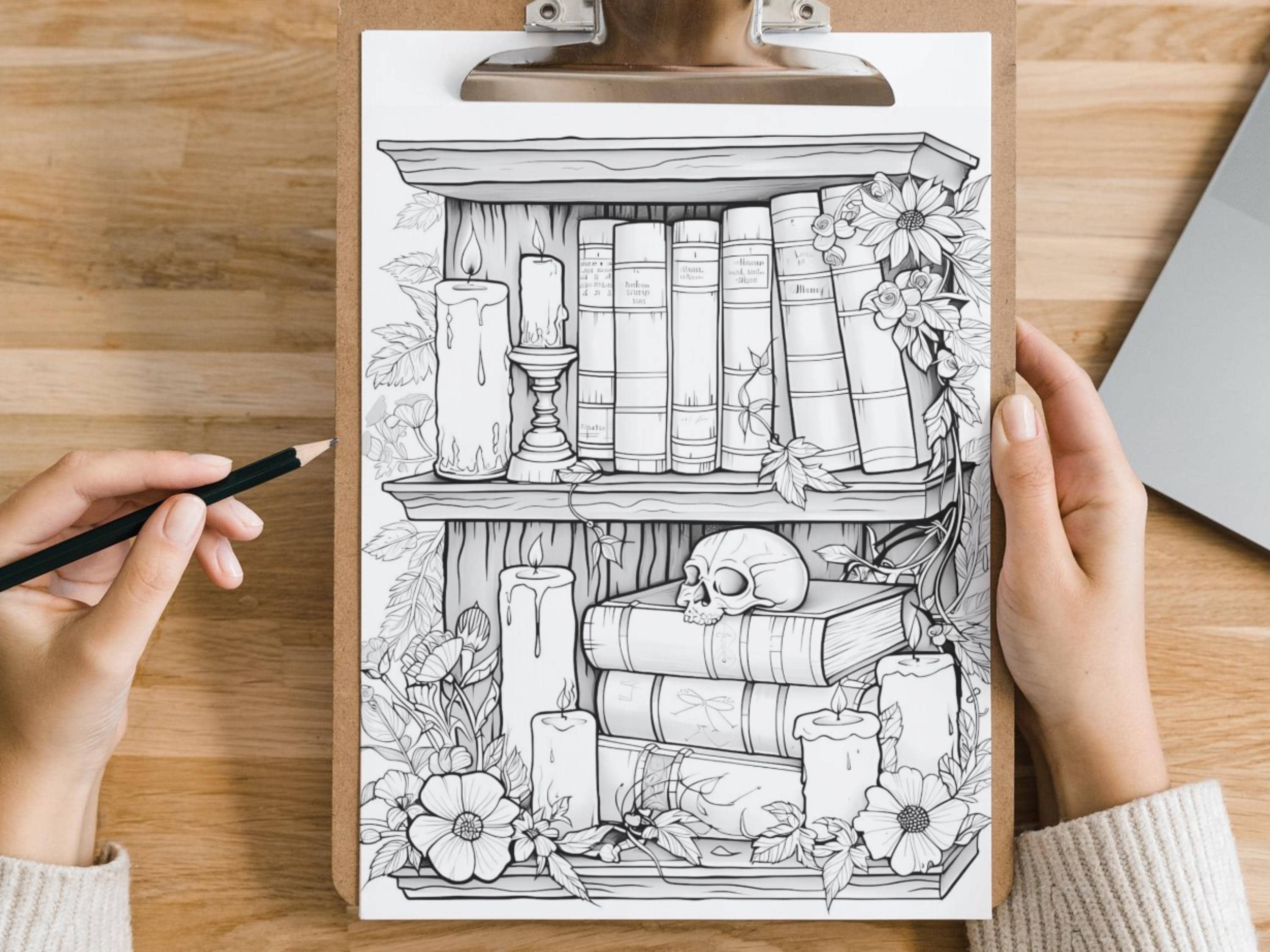 Gothic Roses To Color Gothic Books Coloring Pages, Skulls, Roses, Ravens (printable) - Etsy