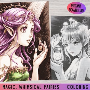 Fairy coloring pages, Grayscale coloring, Fantasy coloring,Fairy art, Fairy printable, Coloring pages, Fairy coloring book,Fairy coloring