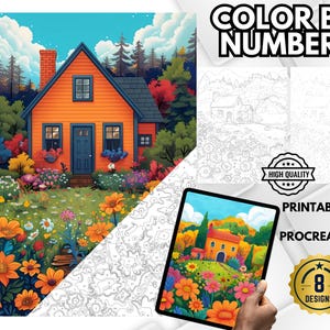 Floral Garden Color by Number for Adults, Flower Coloring Pages, Easy Coloring, Printable Color by Number, Relaxing Floral Art