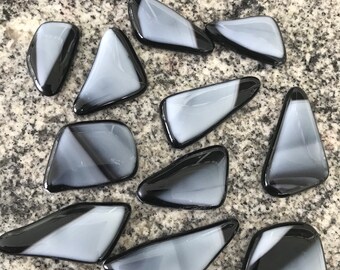 Willow Glass Kilnformed Mosaic Pieces Pink Frit Clear Stringers Lot of 12 Glass Puddles Cabs Fused Glass Cabochons Puddles Dee Tilotta