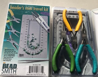 NEW Beader's Mini Travel Kit Tools, Pliers, Cutters, Bead Board, Thread Cutter, Knotting Tweezer, Storage Box, Jewelry Tools, Jewelers Tools