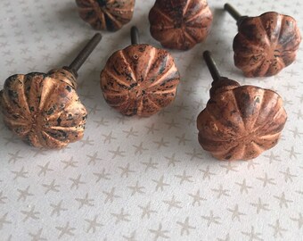 Peach Brown Iron Distressed Cabinet Knobs with Hardware, Metal Round Knobs, Clearance Sale, Furniture Accessories, Dee Tilotta Designs