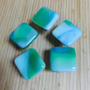 Fused Glass Cabinet Knobs with Hardware, Furniture Knob, Handmade Cabinet Knobs, Aqua Lime 1.5 inches, Dee Tilotta Designs, Willow Glass