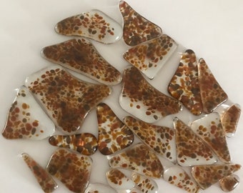 Fused Glass Cabochons Puddles,  Lot of 25 Cinnamon Freckles,  Glass Puddles Cabs, Willow Glass, Dee Tilotta Designs, Kilnformed Glass Pieces