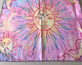 Pink Moon and Sun Goddess Pagan Altar Cloth, 18" Square Side Tablecloth