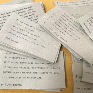 70 Gathered Thoughts Recycled Handmade Quote Cards, Paper Crafts