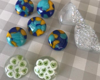 Choice of Fused Glass Buttons, 3 Designs Kilnformed Glass Buttons for Knit, Crochet, Felting, Accessories, Willow Glass, Dee Tilotta Designs