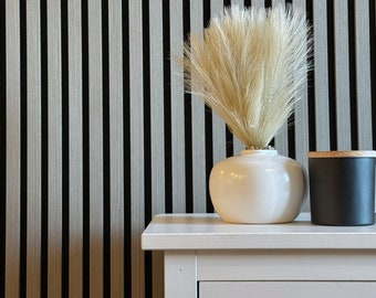 DOS paneles de pared decorativos extra anchos en roble gris ahumado, paneles de madera fáciles de instalar