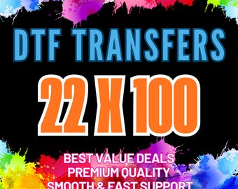 Transferencia DTF personalizada / Impresión en pliego de 22x100 / DTF listo para prensar / Calidad premium