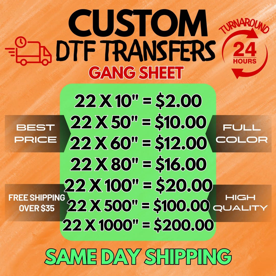 Custom DTF Transfer, Ready to Press, Bulk Full Color Upload Your ...
