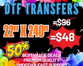 Hoja de transferencia DTF personalizada: Transferencias listas para imprimir de 56 x 61 cm