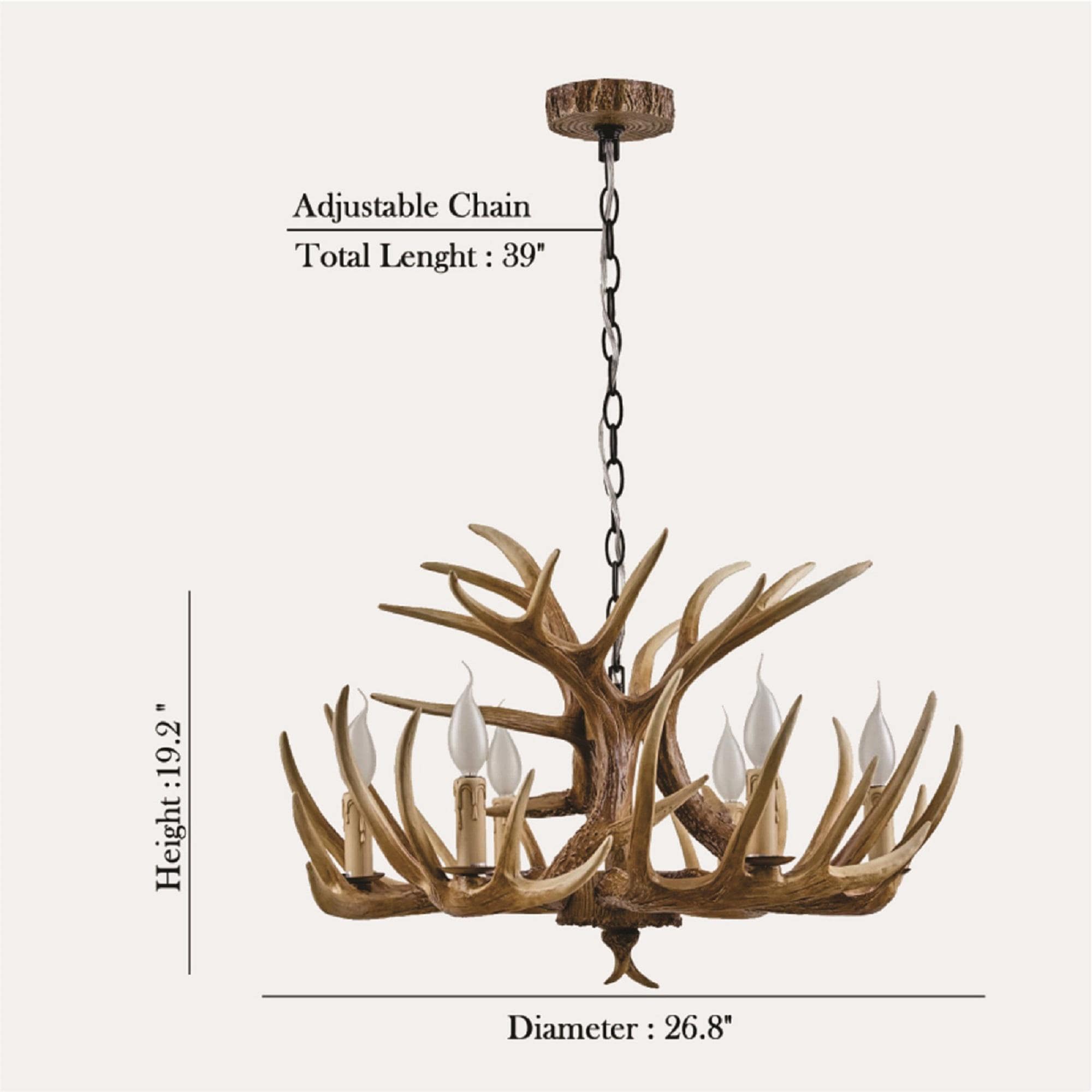 6 Light Antlers Chandelier Lighting Fixtures, Farmhouse Deer Antler ...