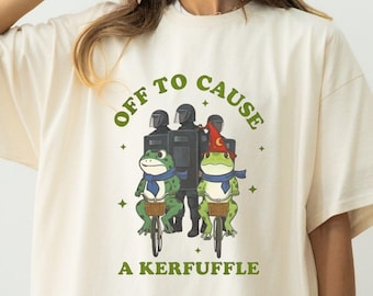 Portland Frog Anti-ICE Shirt, Portland Frog Protester Sweatshirt, Subtle Unisex Protest Tshirt, Off to Cause a Kerfuffle Funny Frog T-Shirt