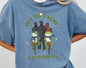 Portland Frog Anti-ICE Shirt, Portland Frog Protester Sweatshirt, Subtle Unisex Protest Tshirt, Off to Cause a Kerfuffle Funny Frog T-Shirt