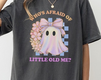 Ghost Shirt Kid Halloween Outfit Children Party Costume Toddler Clothing Youth Apparel Checkered Pattern Graphic Tee Pastel Spooky