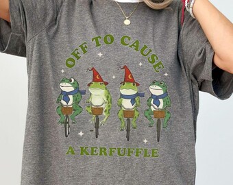 Portland Frog Anti-ICE Shirt, Portland Frog Protester Sweatshirt, Subtle Unisex Protest Tshirt, Off to Cause a Kerfuffle Funny Frog T-Shirt