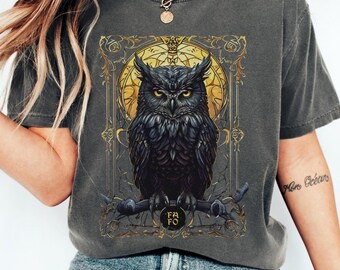 Vintage Owl Tarot Card Shirt: Gothic Cottagecore Academia Tee