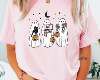 Halloween Ghost Shirt Spooky Fall Tee Retro Cat Boo Political Witchy Activist Apparel Anti Fascist Resistance Design Men Gift