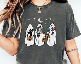 Halloween Ghost Shirt Spooky Fall Tee Retro Cat Boo Political Statement Clothing Activist Apparel Resistance Design Graphic Top Women