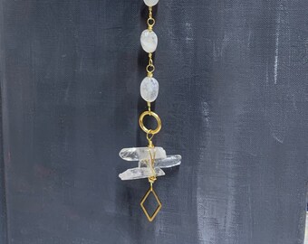 Crystal Points and Moonstone Ornament or Suncatcher