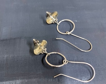 Citrine Sterling Silver Circle Earrings by Anne More Jewelry