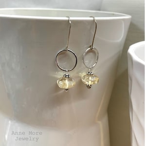 Citrine Sterling Silver Circle Earrings by Anne More Jewelry
