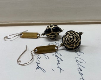 Black Rose Earrings by Anne More Jewelry